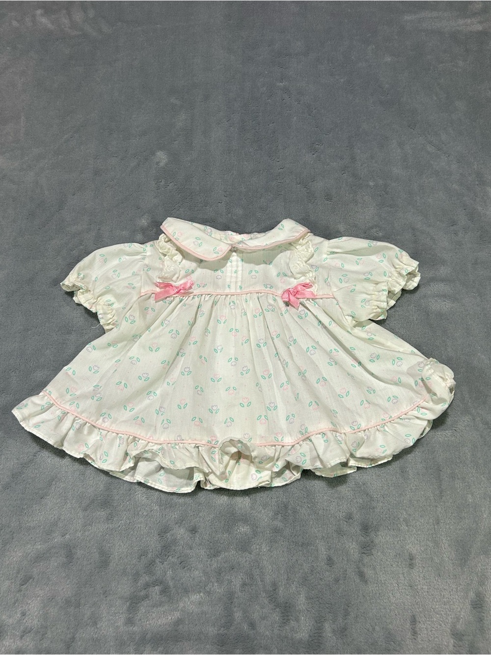 Vintage made in USA Alexis Newborn Floral Fit & Flare Dress White/Pink/Green